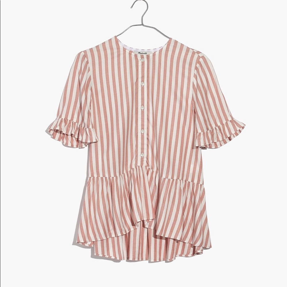Studio Ruffle-Hem Top in Cecilia Stripe Size Small
